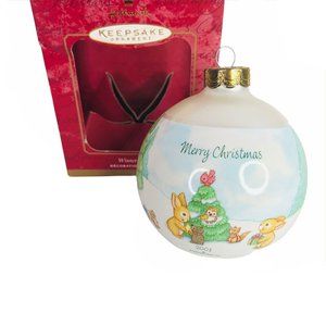 Hallmark Christmas Ornament Winter Friends 2001 Snowman & Snowlady In Box